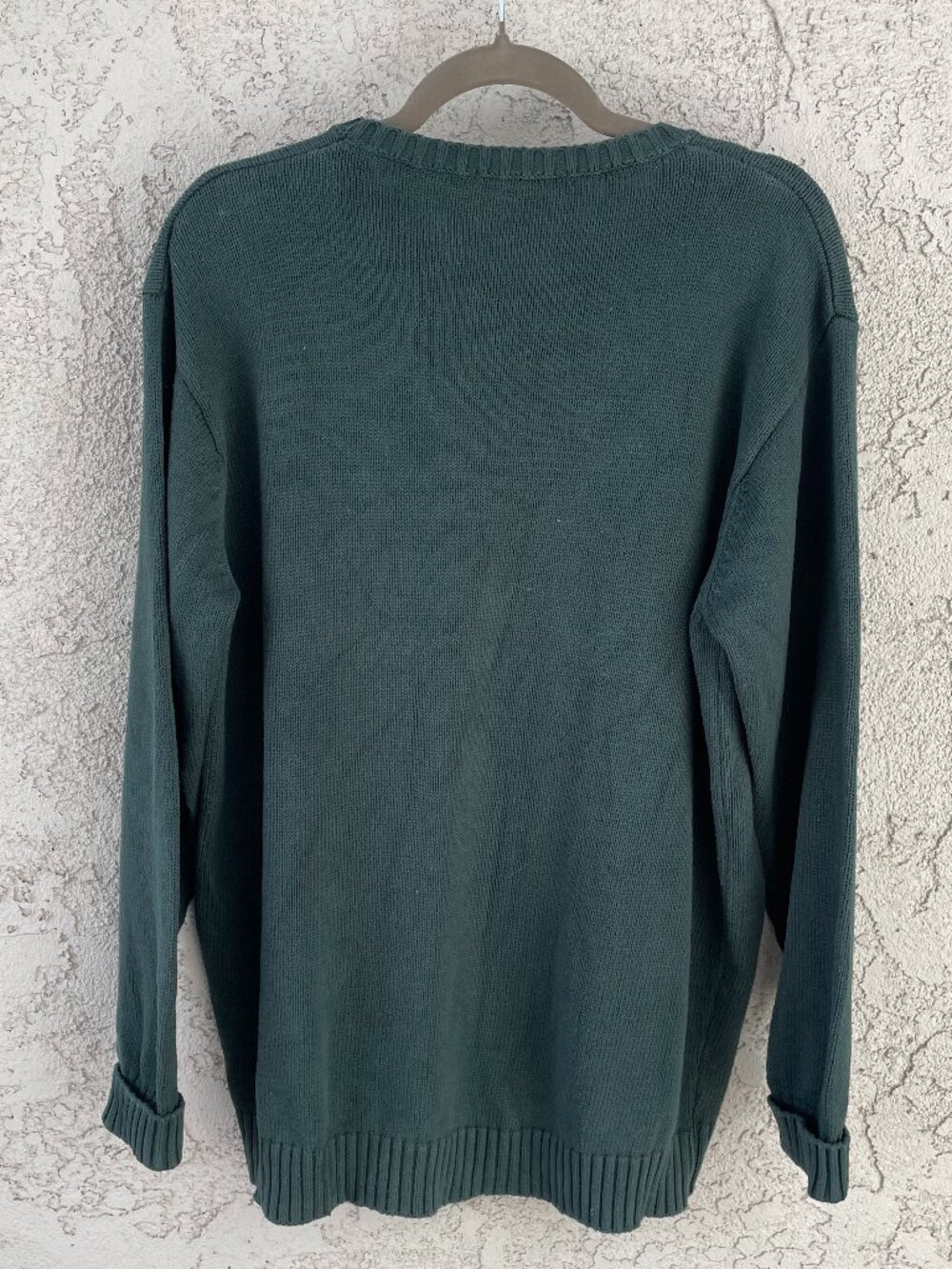 Brandy Melville Green Heavyweight Cotton Crewneck Sweater Oversized Knit Italy - Picture 2 of 8